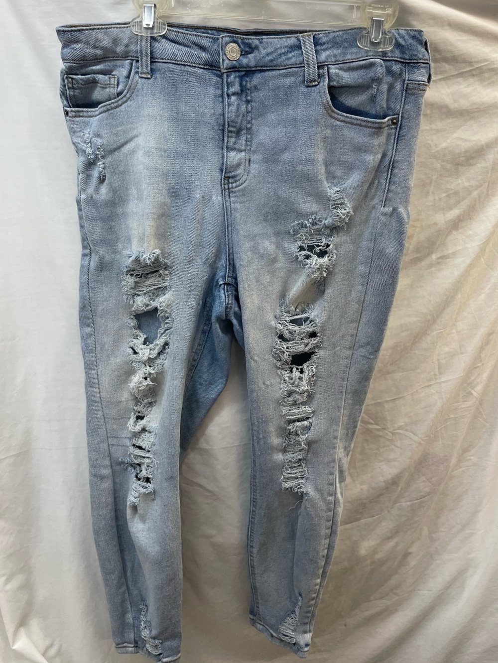 Vanilla star faded Distressed Light Blue super high rise Jeans Casual Slim  16
